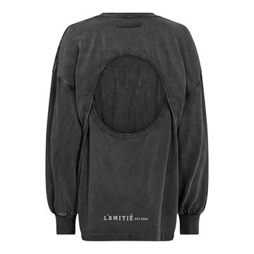 Haute L\' Amitié - Romie Acid Back Hole Sweat - Black Acid Wash